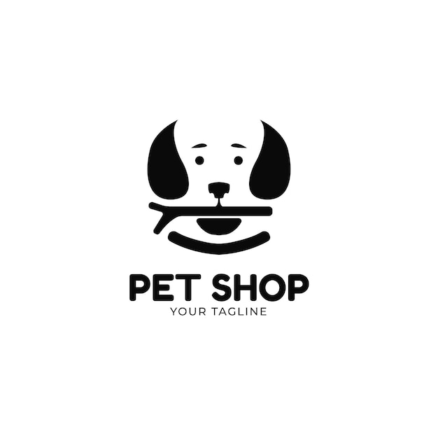 Premium Vector | Black and white dog pet shop logo