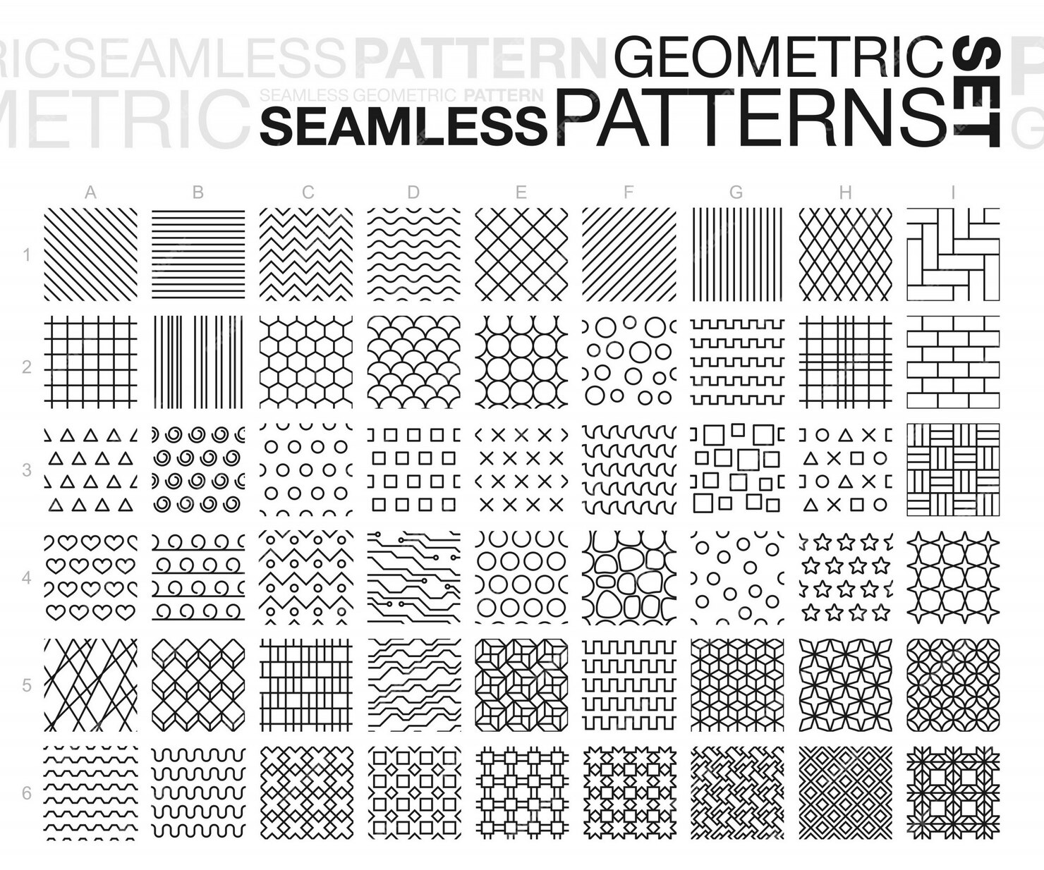 Premium Vector Black And White Geometric Seamless Patterns Thin Line