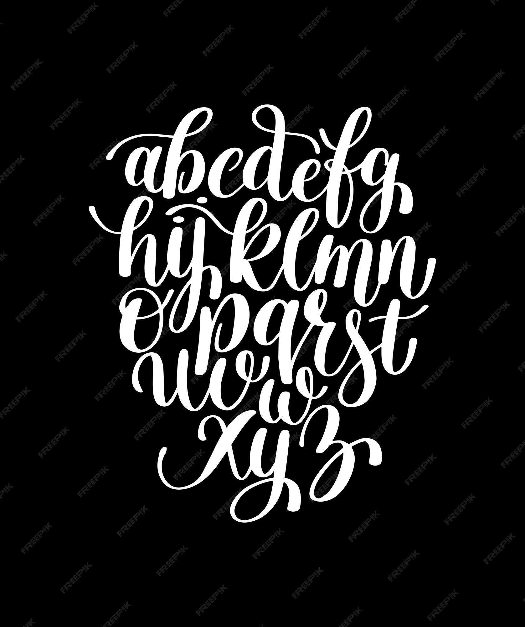 Premium Vector Black And White Hand Lettering Alphabet Design Handwritten Brush Script Modern 4427