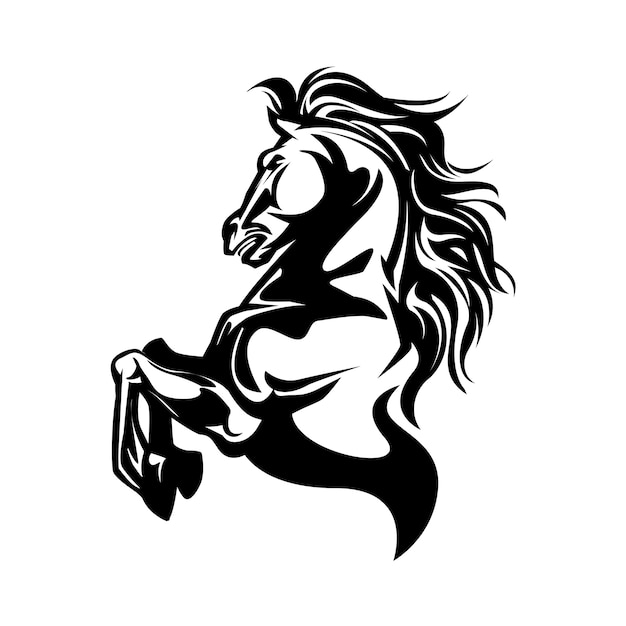 Black and white horse illustration Premium Vector