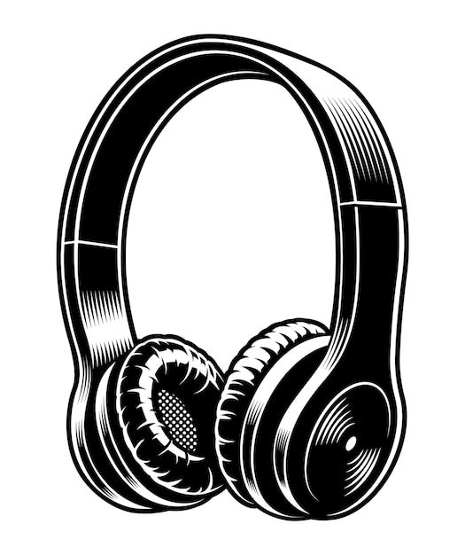 Premium Vector | Black and white illustration of headphones isolated on