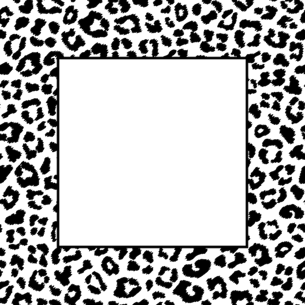 Premium Vector | Black and white leopard frame. vector illustration