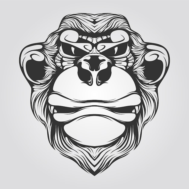 Premium Vector Black And White Line Art Of Monkey