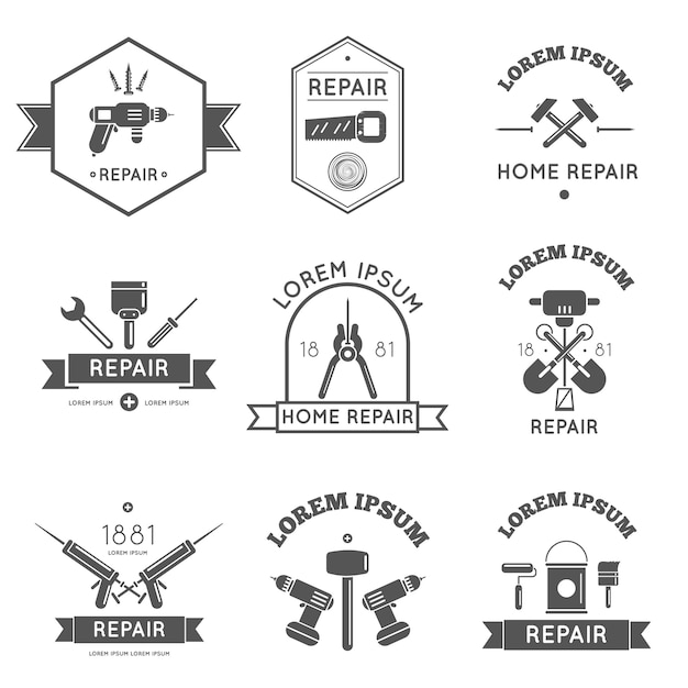 Download Free Black And White Logo Label Tools For Repair And Home Improvement In Bw Color Vector Illustration Free Vector Use our free logo maker to create a logo and build your brand. Put your logo on business cards, promotional products, or your website for brand visibility.