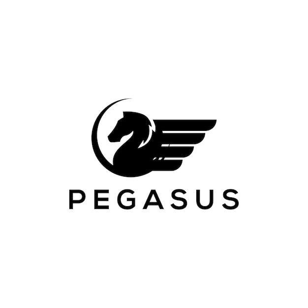 Premium Vector | Black and white logo of pegasus template vector ...