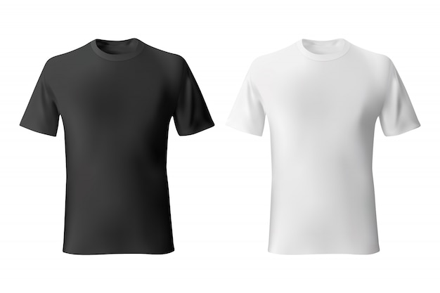 Download Black and white mens t-shirt template realistic Vector ...