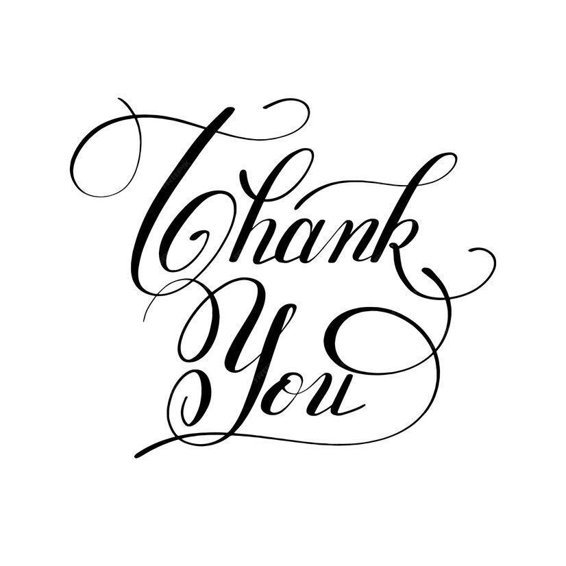 Premium Vector | Black and white modern calligraphy thank you ...