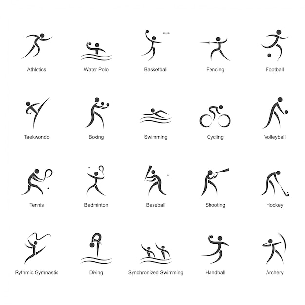 Premium Vector | Black and white olympic icon collection