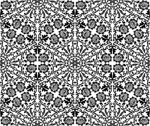 Premium Vector | Black and white ornament seamless pattern vintage ...