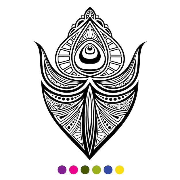 Premium Vector | Black and white peacock bird feather isolated