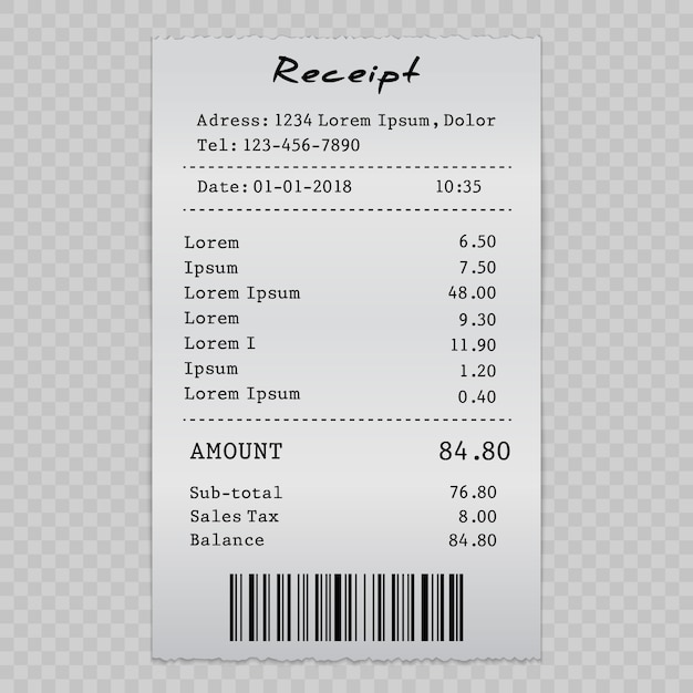 Premium Vector | Black and white of receipt template