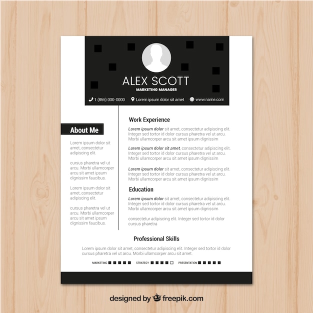 Free Vector Black and white resume template