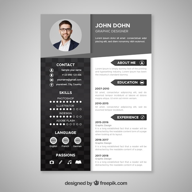 free-vector-black-and-white-resume-template