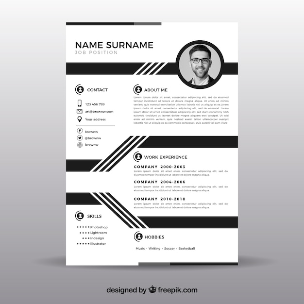 Download Free Download This Free Vector Black And White Resume Template Use our free logo maker to create a logo and build your brand. Put your logo on business cards, promotional products, or your website for brand visibility.