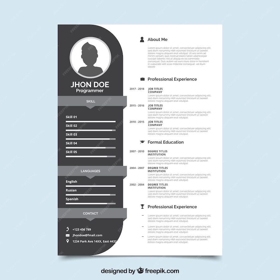 Premium Vector | Black and white resume template