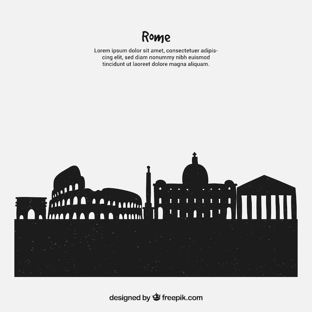 Free Vector | Black and white rome skyline