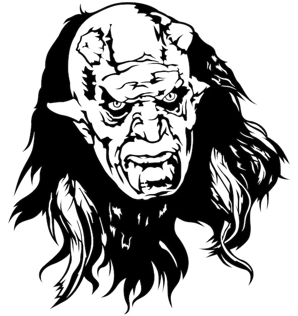 Premium Vector | Black and white satan head