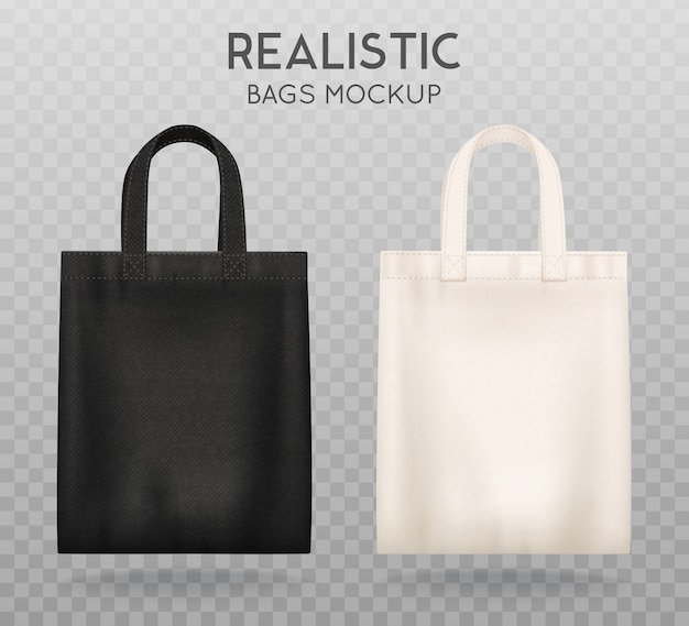Black and white tote shopping bags