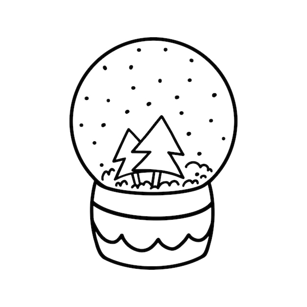 Premium Vector | Black and white vector illustration of a snow globe on ...