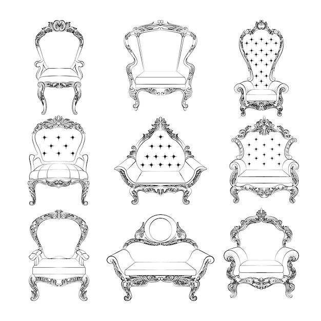 Free Vector Black And White Vintage Furniture