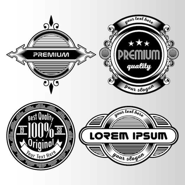 Premium Vector | Black and white vintage logo collection