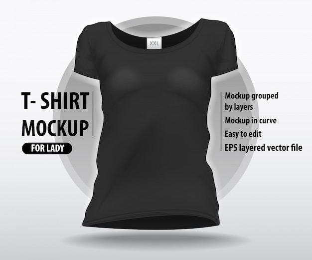 Download Premium Vector Black Women T Shirt Mockup