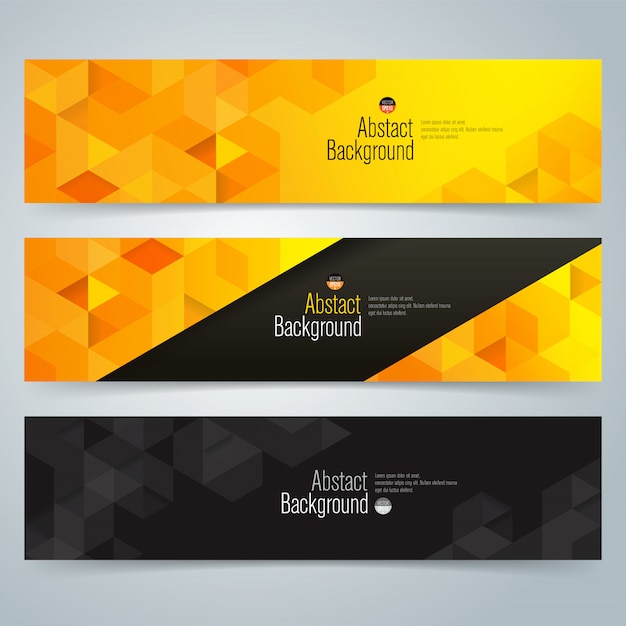 Premium Vector | Black and yellow abstract banners