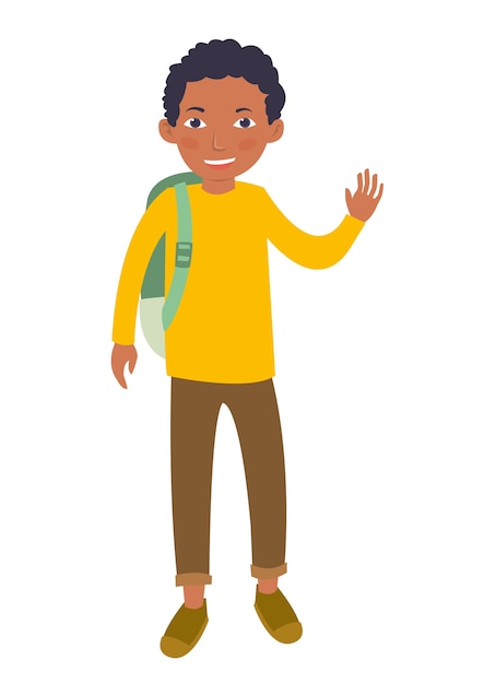 Premium Vector | Black young male student waving his hand