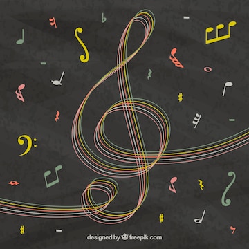 Free Vector | Blackboard background with hand drawn treble clef and ...