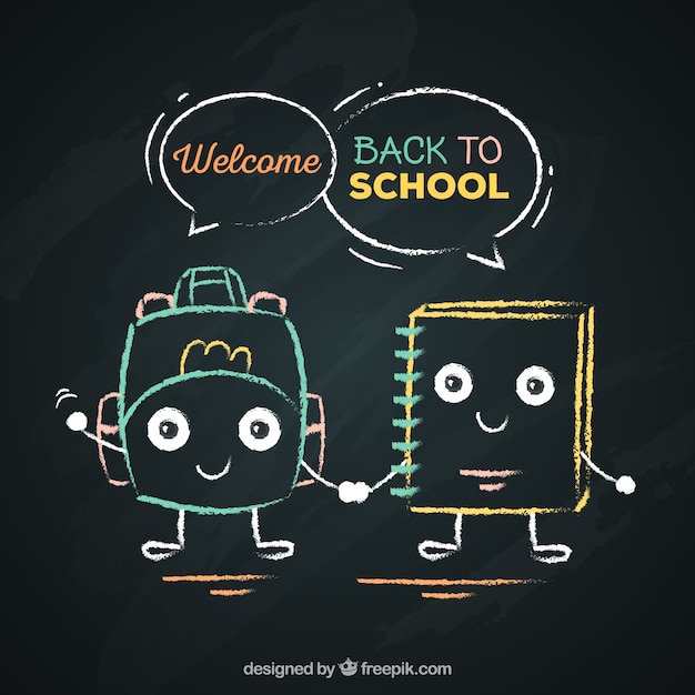 Blackboard background with school sketches Vector | Free Download