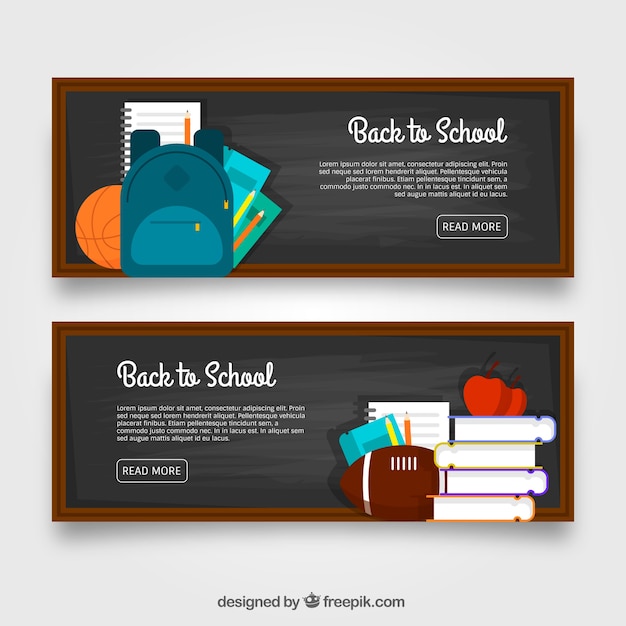 Free Vector Blackboard banners with flat design