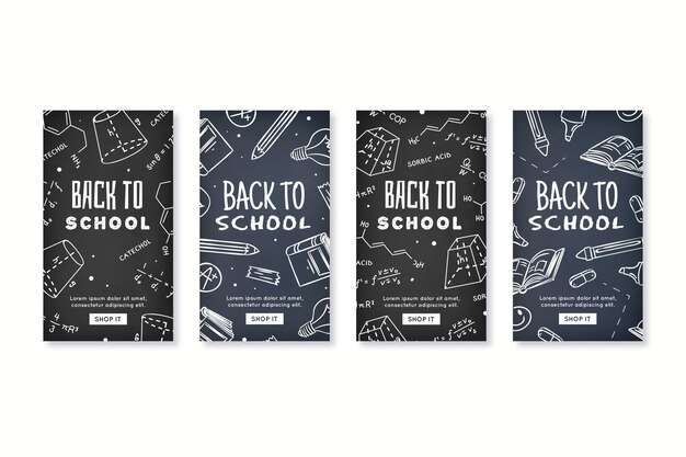 Free Vector | Blackboard design school instagram stories