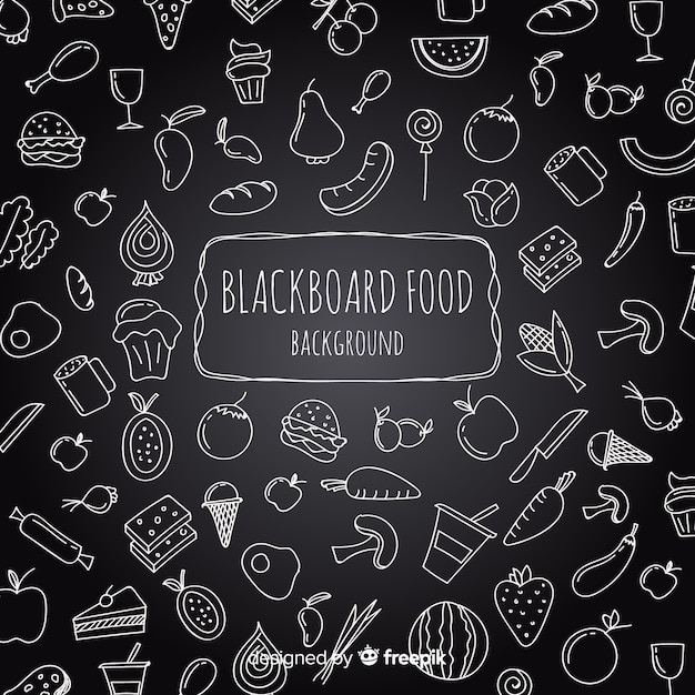 Blackboard food background Free Vector