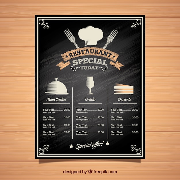 Blackboard style restaurant menu\
template
