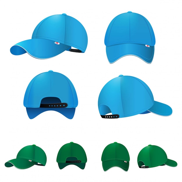 Download Blank baseball caps in different sides and colors. vector ...