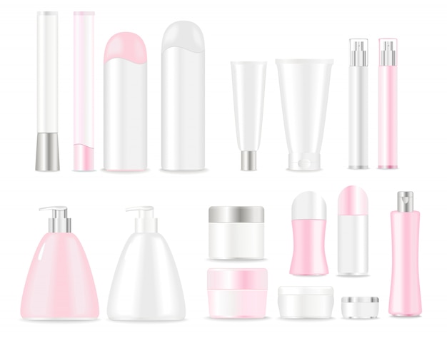 Blank cosmetic tubes set on white Premium Vector