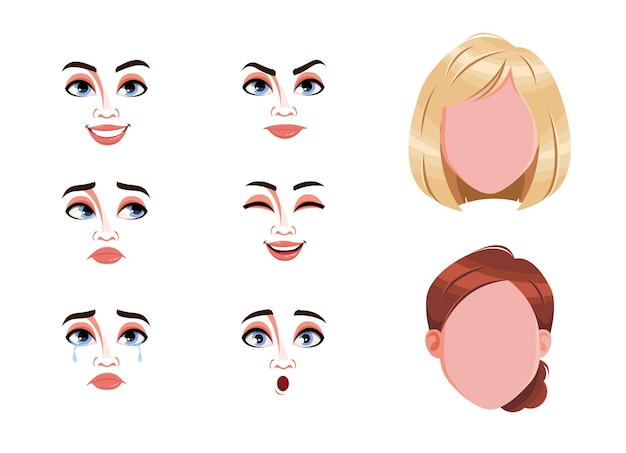 Premium Vector Blank Faces And Expressions Of Woman