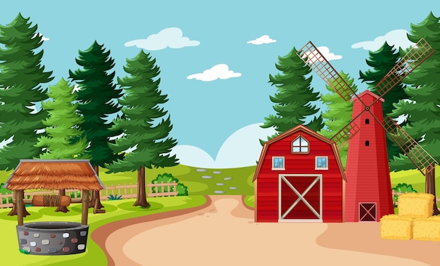 Free Vector | Blank farm scene in cartoon style