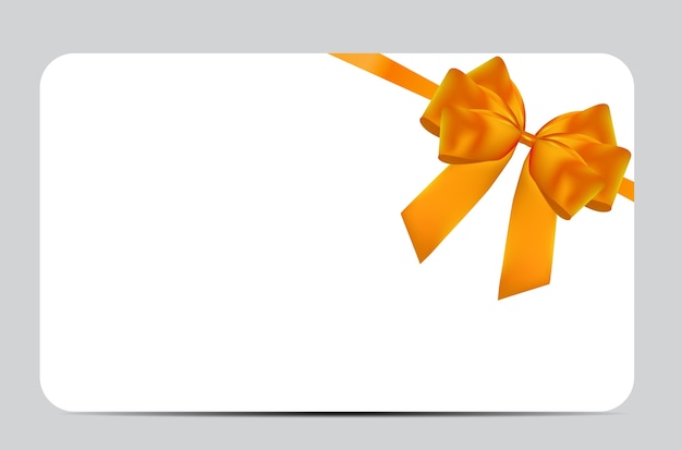 Premium Vector | Blank gift card template with orange bow and ribbon