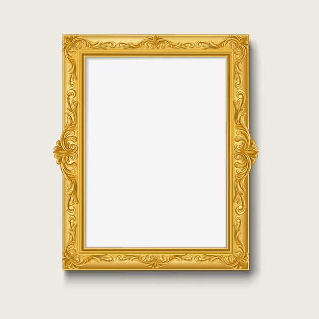Blank gold vintage picture frame | Premium Vector