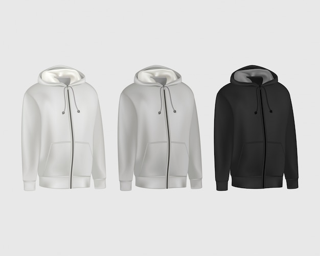 Download Premium Vector | Blank gray, black mens hoodie sweatshirt ...