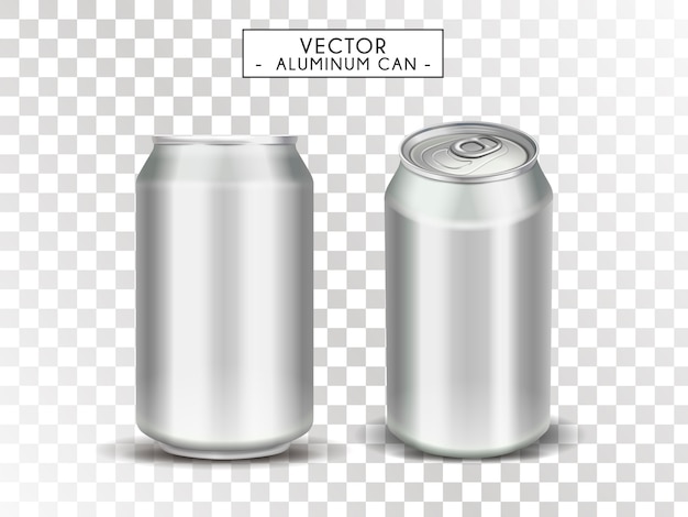 使用 透明な背景 イラストの空白の金属缶 プレミアムベクター