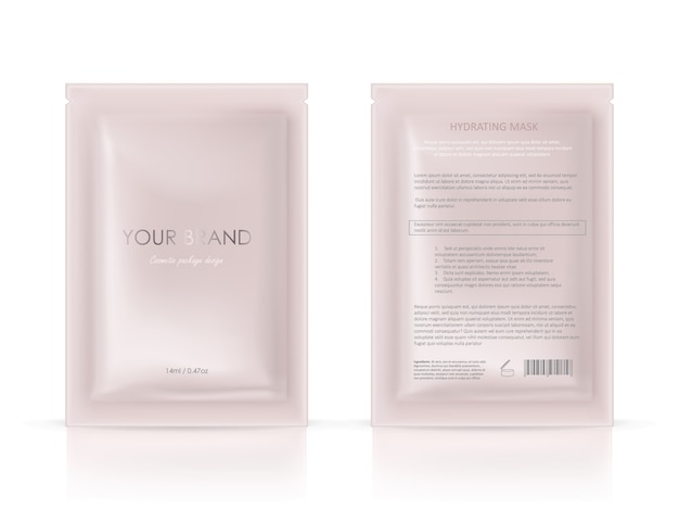 Download Blank package, disposable foil sachet for facial mask or shampoo | Free Vector