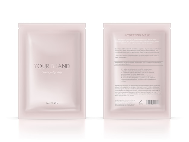 Download Free Vector Blank Package Disposable Foil Sachet For Facial Mask Or Shampoo PSD Mockup Templates