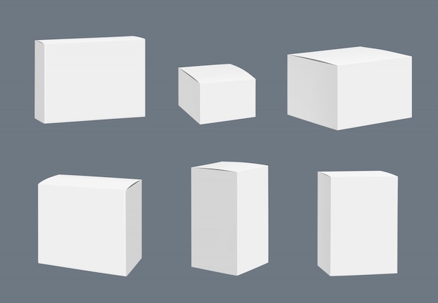 Blank packages mockup. quadrate white closed boxes ...