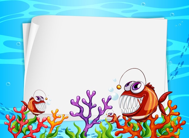 Free Vector | Blank paper banner with exotic fish and undersea nature ...