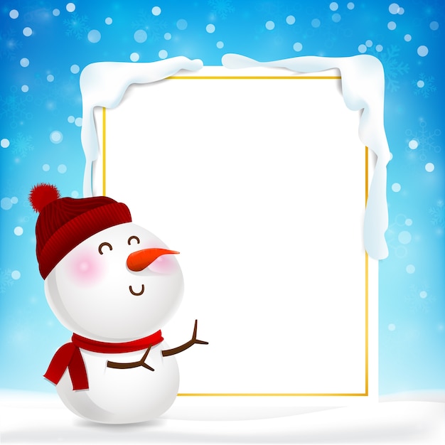 Premium Vector | Blank rectangle frame and snow ma cartoon with copy ...