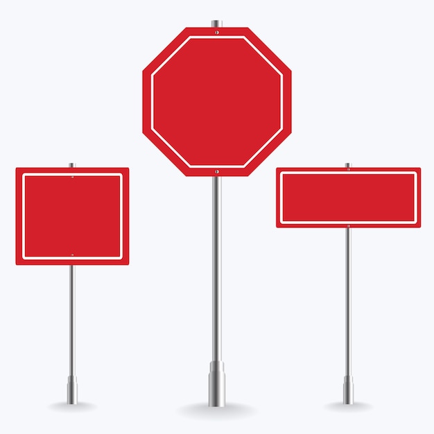 premium-vector-blank-red-road-sign-collection-on-white-background