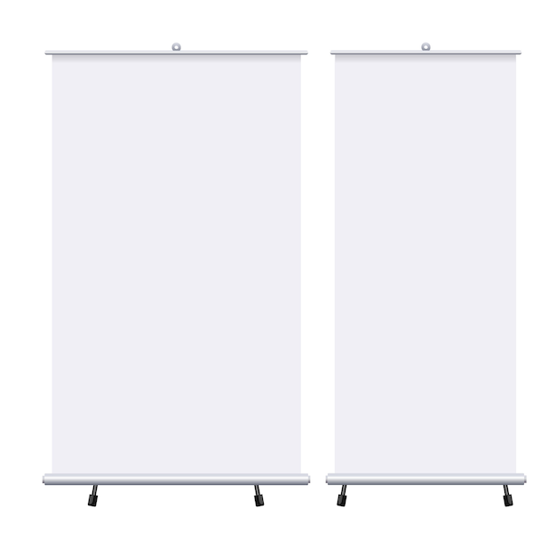 Premium Vector | Blank roll up banners set isolated on the white background