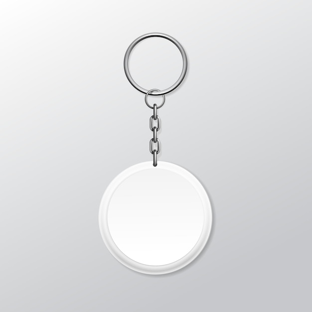 Download Blank round keychain with ring and chain for key isolated on white background | Premium Vector